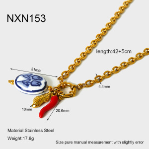Collier Pendentif Femme Étanche En Acier Inoxydable, Motif Fleur De Poivron Rétro (1 Pièce) h5