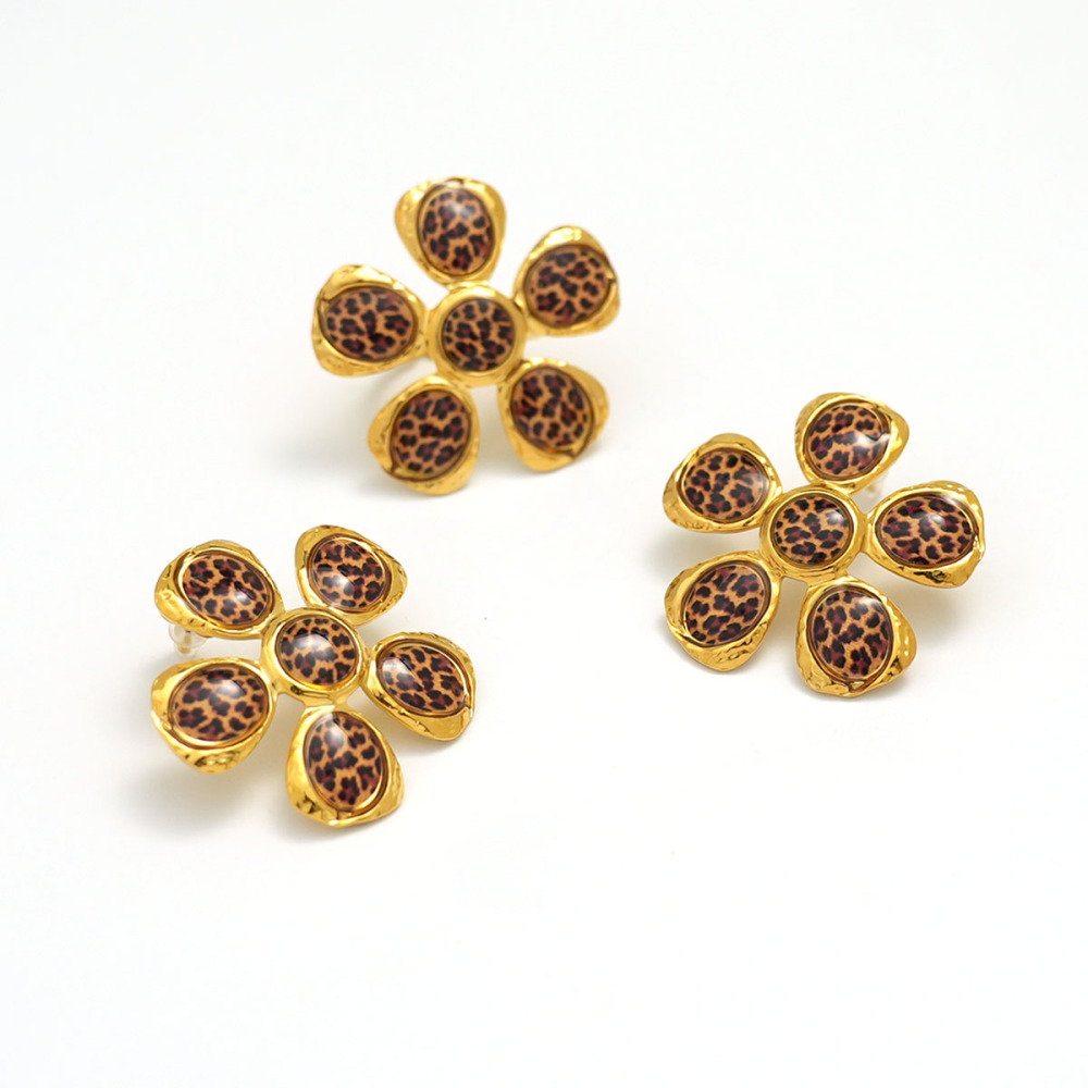 1 Paire De Boucles D'Oreilles À Tige En Acier Inoxydable Couleur Or Pour Femme, Série Simple, Motif Fleur Naturelle Image8