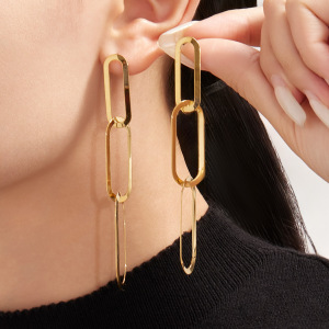 Ensembles De Bijoux Pour Femmes Simple Squircle En Acier Inoxydable Étanche Couleur Or h5 Image3