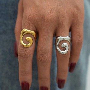 Bague Femme Simple, Forme Irrégulière, En Acier Inoxydable Étanche h5 Image5