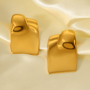 1 Paire De Boucles D'Oreilles Puces Rectangulaires Pour Femme, En Acier Inoxydable Étanche, Couleur Or, À Porter Au Quotidien. h5 Image8