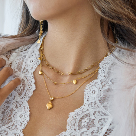 Collier pendentif femme « Douce Goutte Fraise » en acier inoxydable étanche couleur or (1 pièce) 2