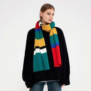 Écharpe D'Hiver Classique En Fibres Synthétiques De Couleurs Mélangées Pour Femme, 1 Pièce h5