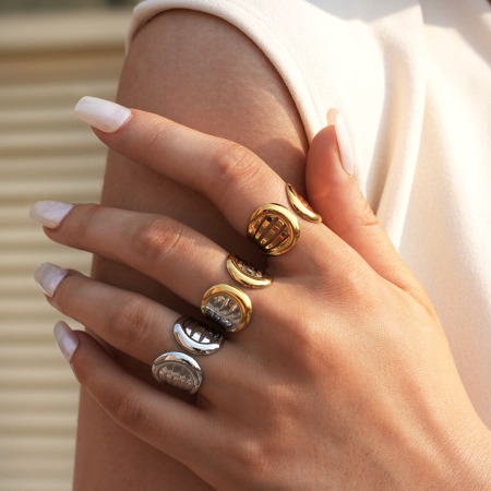 Bague femme simple, forme irrégulière, en acier inoxydable étanche