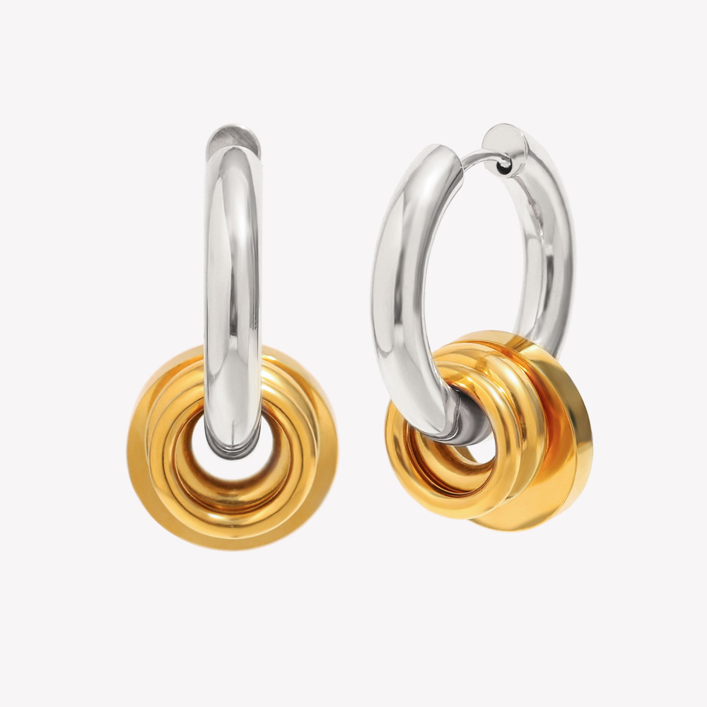 Boucles D'Oreilles Créoles Pour Femme, Simples, En Acier Inoxydable, Couleurs Or Et Argent, Étanches (1 Pièce).