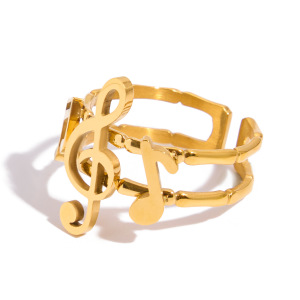 Bague Élégante Et Raffinée En Acier Inoxydable Doré, 1 Pièce, Collection Exquise. h5