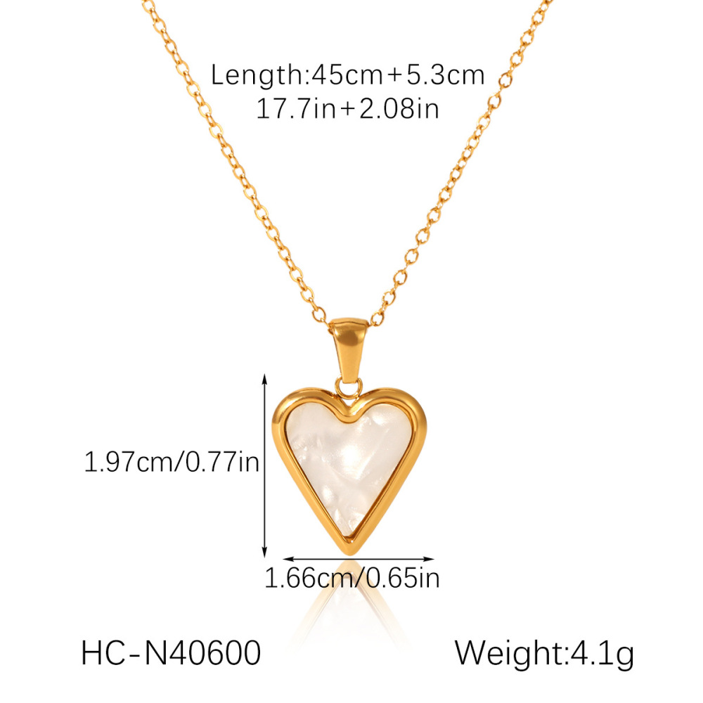 Collier Pendentif Femme Classique En Forme De Cœur, En Acier Inoxydable Étanche, Couleur Or. Image2