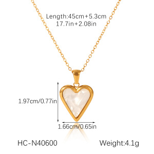 Collier Pendentif Femme Classique En Forme De Cœur, En Acier Inoxydable Étanche, Couleur Or. h5 Image2