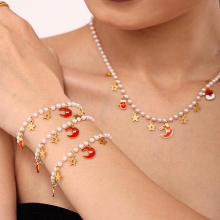 Gants de Noël en acier inoxydable imperméable, coque dorée, ensembles de bijoux pour femmes