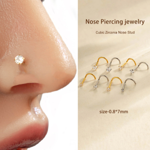 1 Piercing De Nez En Alliage De Titane Avec Zircon Couleur Or h5 Image5