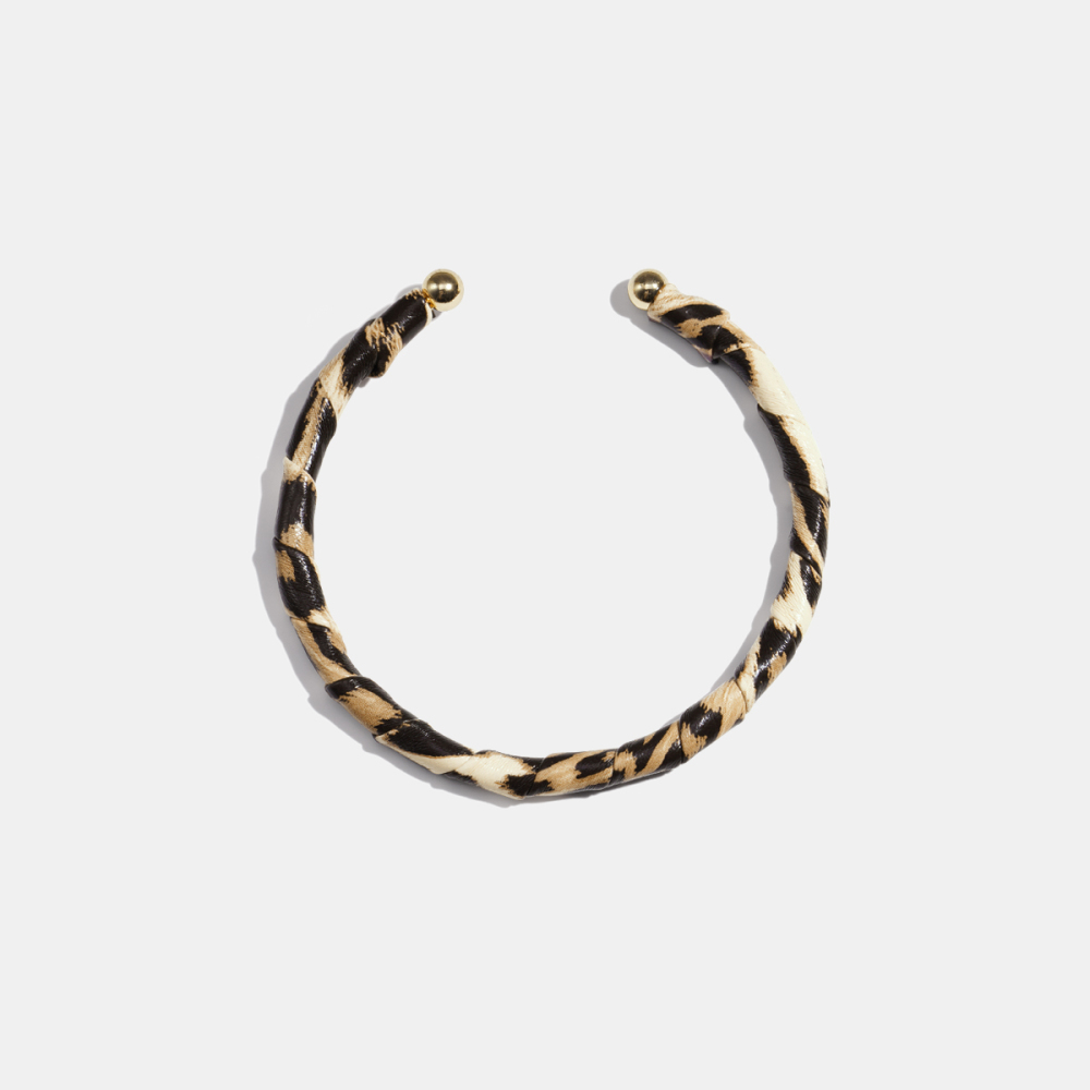 Bracelet Manchette En Alliage De Cuir Léopard Rétro 1 Pièce