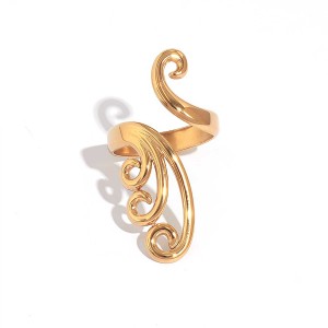 Bague Tendance En Acier Inoxydable Doré, Forme Simple Et Irrégulière (1 Pièce), Étanche. h5 