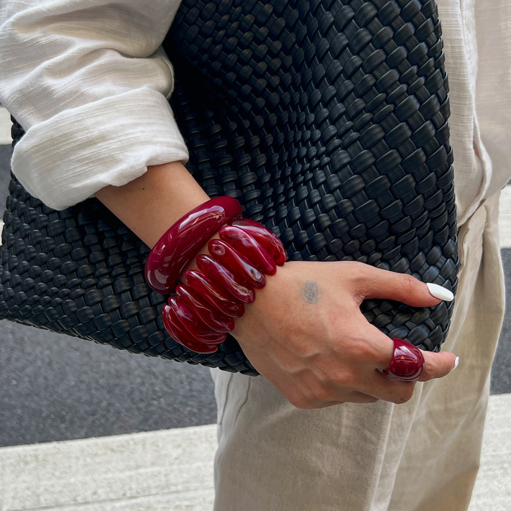 Bracelet Jonc Rétro En Résine De Forme Irrégulière, 1 Pièce Image3