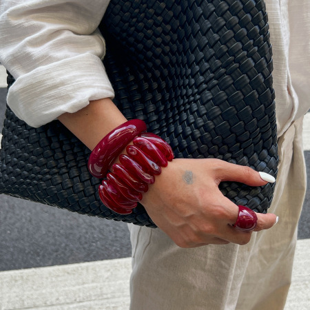 Bracelet jonc rétro en résine de forme irrégulière, 1 pièce 2