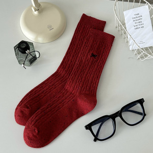 1 Paire De Chaussettes Mi-Mollet En Coton Pour Femme Avec Nœud De Couleur Unie h5