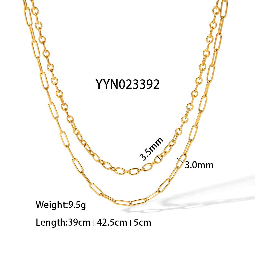 Colliers À Maillons Pour Femmes, Collection Simple Series Daily Chain, En Acier Inoxydable Étanche, Couleur Or Image4