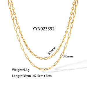Colliers À Maillons Pour Femmes, Collection Simple Series Daily Chain, En Acier Inoxydable Étanche, Couleur Or h5 Image4