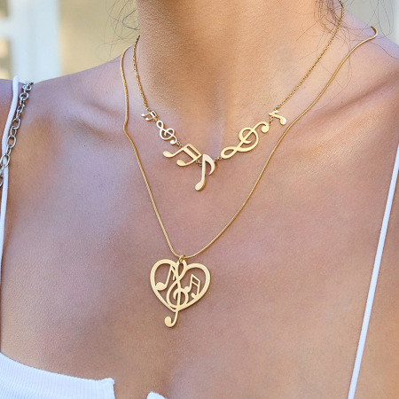 Collier pendentif femme en acier inoxydable doré, étanche, avec message romantique (1 pièce)
