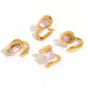 Bague Femme Élégante Et Luxueuse, En Acier Inoxydable, Forme Irrégulière, Ornée De Zircon Et Légèrement Légère. h5 Image5