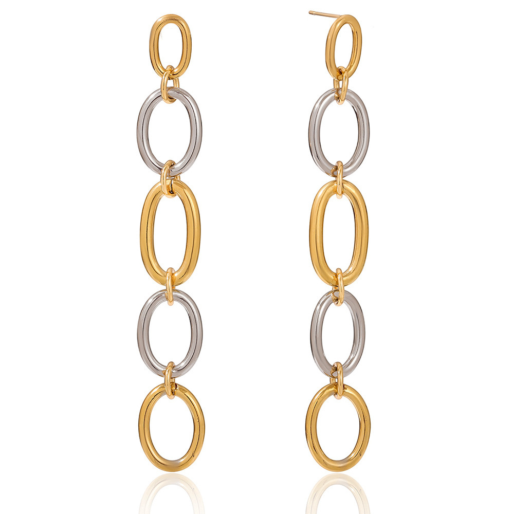 1 Paire De Boucles D'Oreilles Pendantes Classiques Rondes En Acier Inoxydable Étanche, Couleur Or Et Argent, Pour Femme