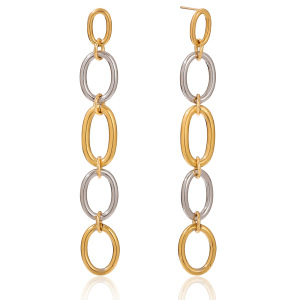 1 Paire De Boucles D'Oreilles Pendantes Classiques Rondes En Acier Inoxydable Étanche, Couleur Or Et Argent, Pour Femme h5