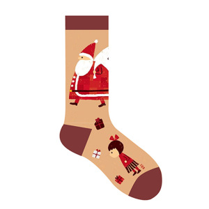 1 Paire De Chaussettes Mi-Mollet Élégantes En Coton À Blocs De Couleurs Pour Femme, Idéales Pour Noël h5 Image3