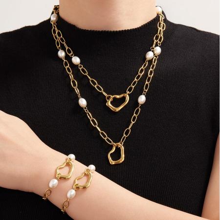 Ensembles De Bijoux Pour Femmes En Acier Inoxydable De Forme Classique Irrégulière, Étanches Et De Couleur Dorée