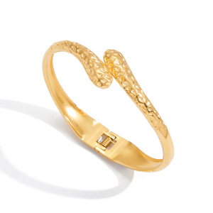 Bracelet Jonc Pour Femme, Motif Marteau Classique, En Acier Inoxydable, Couleur Or, Étanche (1 Pièce) h5 