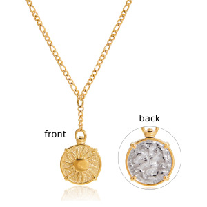 Ensembles De Bijoux Pour Femmes Classic Sun À Double Face En Acier Inoxydable Étanche Couleur Or h5
