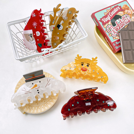 1 pince à cheveux en PVC pour femme, motif bonhomme de neige de Noël