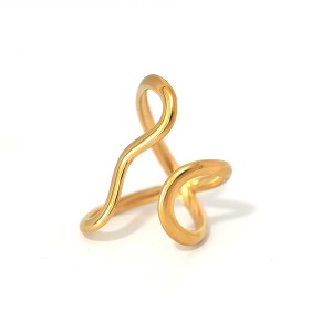 Bague Femme Casual Lines En Acier Inoxydable Étanche Couleur Or (1 Pièce) h5 