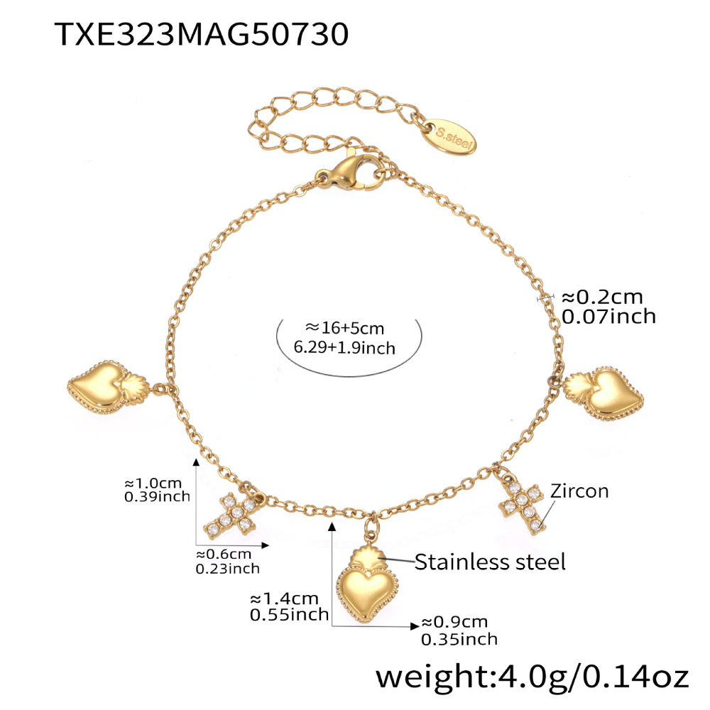 Ensembles De Bijoux Pour Femmes En Acier Inoxydable Doré, Forme Croix Et Cœur, Collection Romantique