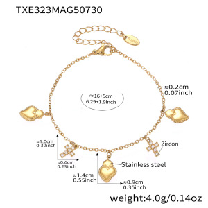 Ensembles De Bijoux Pour Femmes En Acier Inoxydable Doré, Forme Croix Et Cœur, Collection Romantique h5