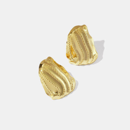 Boucles d'oreilles puces en acier inoxydable doré, forme irrégulière, étanches, couleur or