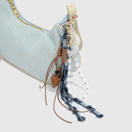 1 pièce de breloque de sac en chaîne de perles en forme de cœur 2