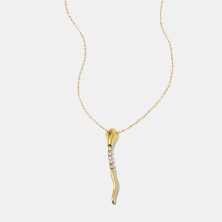 Collier pendentif serpent en acier inoxydable étanche couleur or avec zircon 2