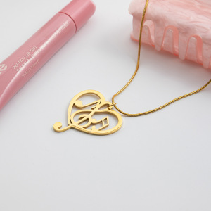 Collier Pendentif Femme En Acier Inoxydable Doré, Étanche, Avec Message Romantique (1 Pièce) h5 Image6