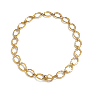 Collier Minimaliste Rond En Acier Inoxydable Étanche Couleur Or Pour Femme (1 Pièce) h5