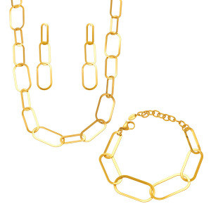 Ensembles De Bijoux Pour Femmes Simple Squircle En Acier Inoxydable Étanche Couleur Or h5 Image6