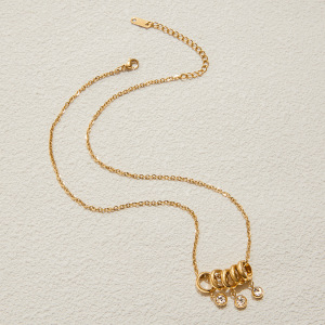 Collier Pendentif Femme Luxueux En Acier Inoxydable Doré, Forme Ronde, Étanche (1 Pièce) h5 Image5