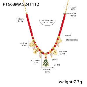 Colliers Pendentifs Pour Femmes En Acier Inoxydable Doré, Ornés D'Un Zircon Et Représentant Un Sapin De Noël Classique h5 Image2