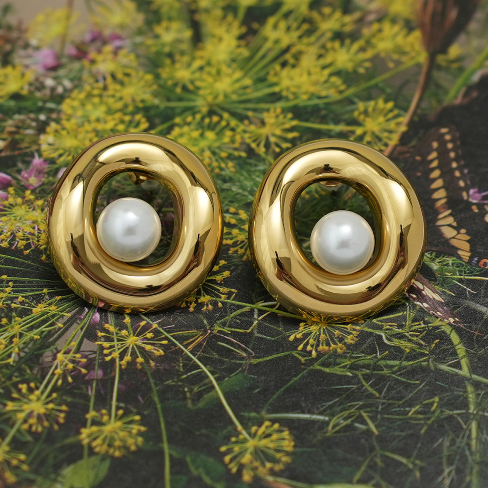 1 Paire De Boucles D'Oreilles Puces Pour Femme, Style Rétro, Forme Irrégulière, En Acier Inoxydable Étanche. Image4