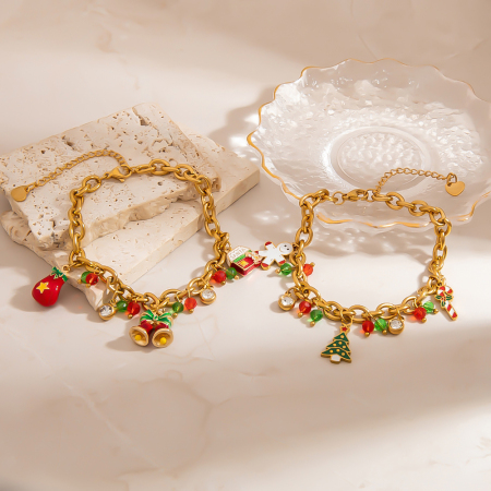 Bracelet à breloques pour femme, en acier inoxydable, étanche, avec pendentif de Noël à faire soi-même (1 pièce).