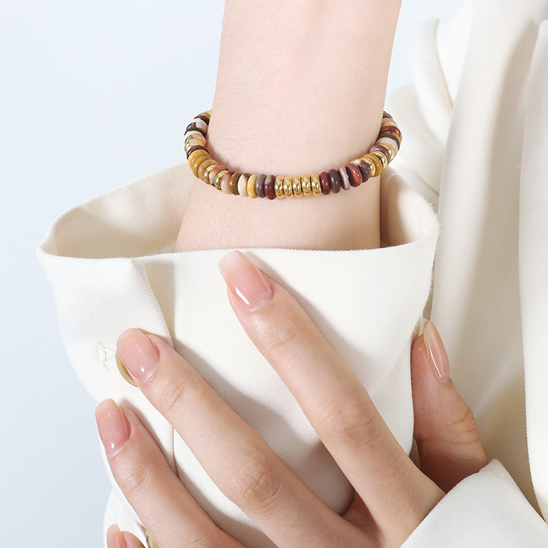 Ensembles De Bijoux Pour Femmes En Perles Rétro, Acier Inoxydable, Imperméable, Couleur Or Et Pierres Naturelles