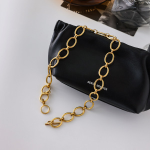 Collier Minimaliste Rond En Acier Inoxydable Étanche Couleur Or Pour Femme (1 Pièce) h5 Image6