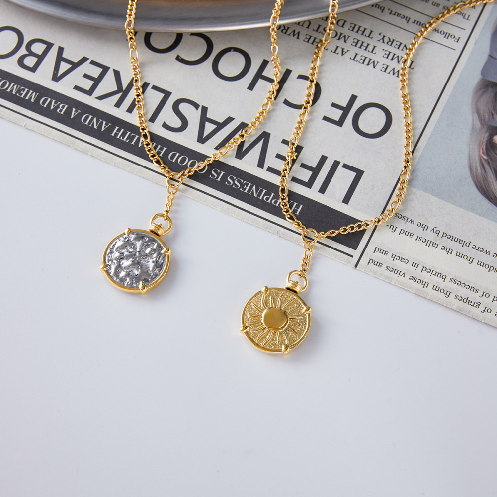 Ensembles De Bijoux Pour Femmes Classic Sun À Double Face En Acier Inoxydable Étanche Couleur Or h5Image5