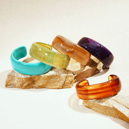 Bracelet manchette simple en acrylique dégradé de couleurs pour femme, 1 pièce