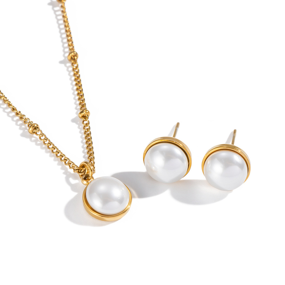 Ensembles De Bijoux Pour Femmes Daily Circle En Acier Inoxydable Étanche Couleur Or Image5