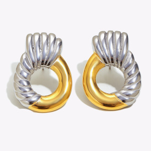 1 Paire De Boucles D'Oreilles Puces Décontractées Rondes En Acier Inoxydable Étanche Couleur Or Pour Femme h5 