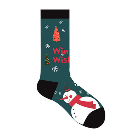1 paire de chaussettes mi-mollet élégantes en coton à blocs de couleurs pour femme, idéales pour Noël 2